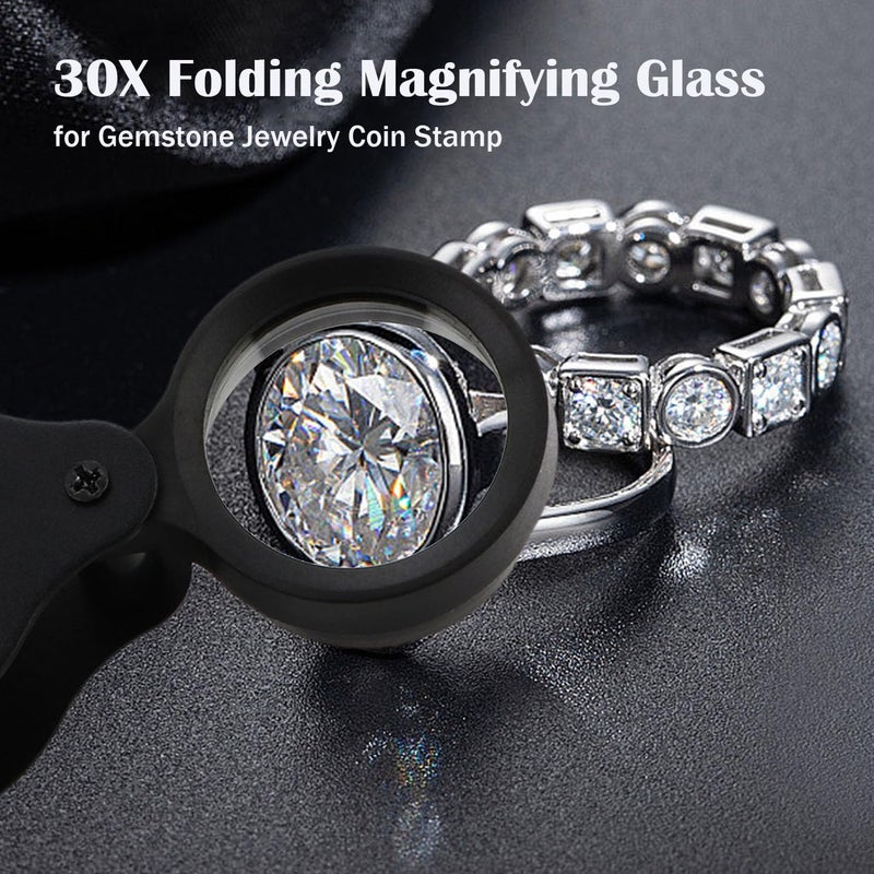 Rongon Pocket Folding Magnifying Glass Jewelers Loupe Magnifier 30X 26MM Small Magnifying Glasses Jewelry Loop Magnifiers Hand Lens for Gemstone Jewelry Gemstones Stamp - Image 4